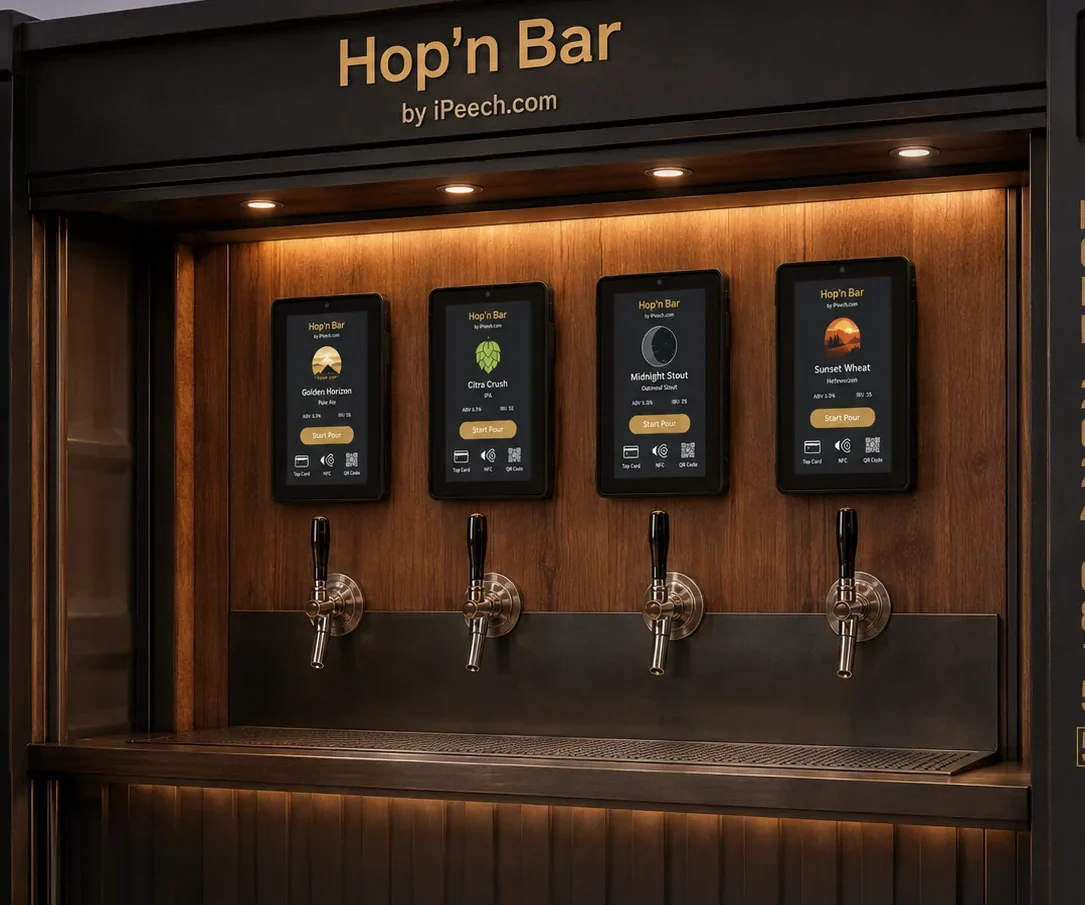Mur &agrave; bi&egrave;re Hop'n Bar en libre-service